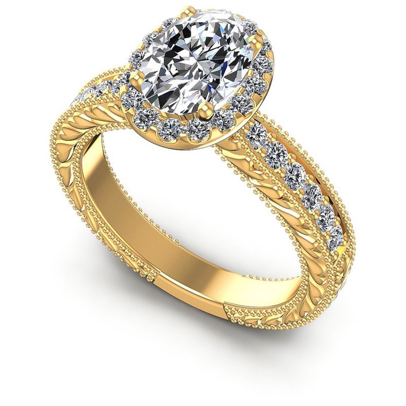 Round and Oval Diamonds 1.75CT Antique Ring in 14KT White Gold
