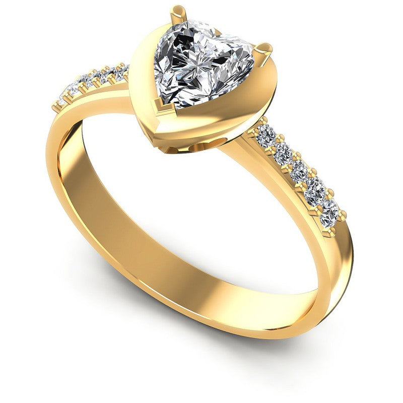 Round and Heart Diamonds 0.50CT Engagement Ring in 14KT White Gold