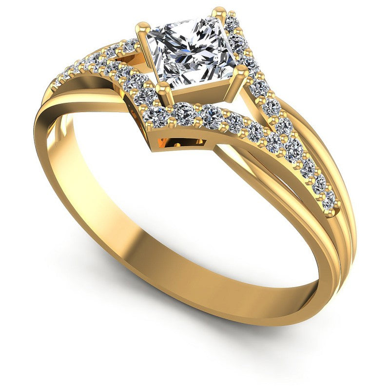 Princess and Round Diamonds 0.60CT Engagement Ring in 14KT White Gold