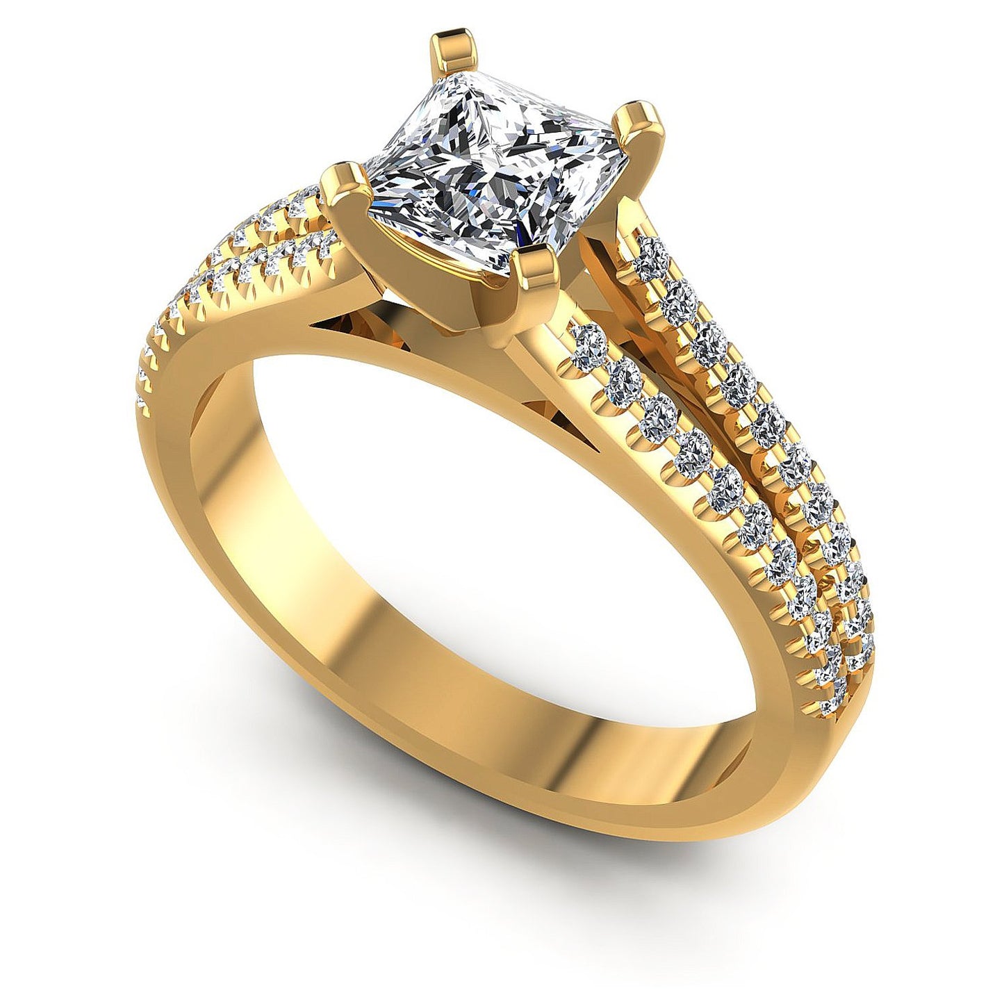 0.75CT Princess And Round  Cut Diamonds Engagement Rings