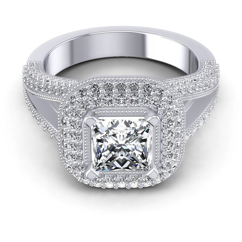Princess and Round Diamonds 1.45CT Antique Ring in 14KT Yellow Gold
