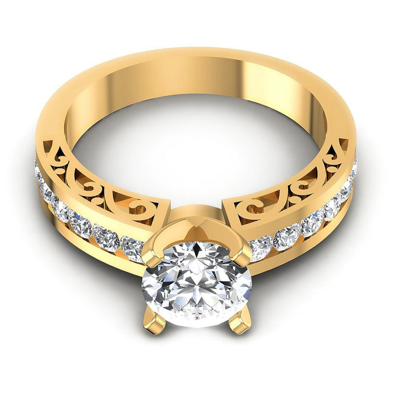Round Diamonds 0.85CT Engagement Ring in 14KT Yellow Gold