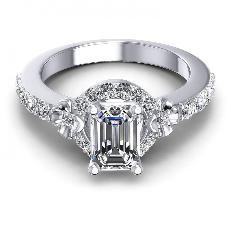 Round and Emerald Diamonds 0.95CT Engagement Ring in 14KT Yellow Gold