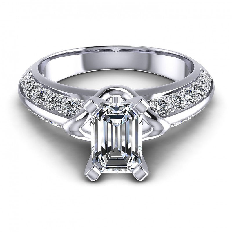 Round and Emerald Diamonds 1.00CT Engagement Ring in 14KT Yellow Gold