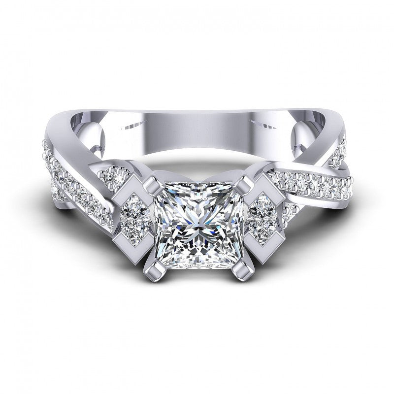 Princess and Round and Marquise Diamonds 0.75CT Engagement Ring in 14KT Yellow Gold