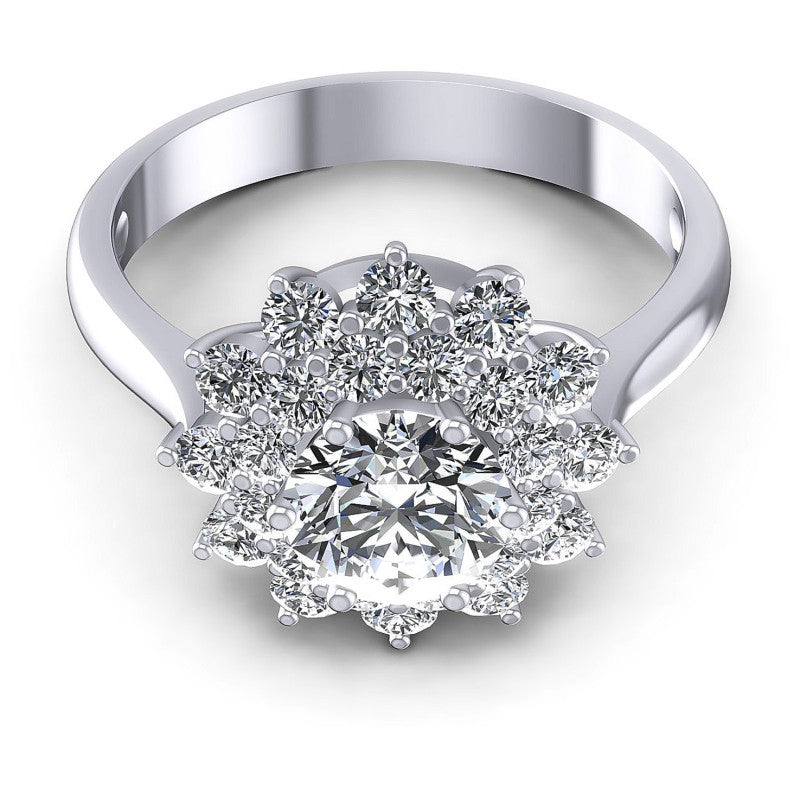 Round Diamonds 1.20CT Halo Ring in 14KT Yellow Gold