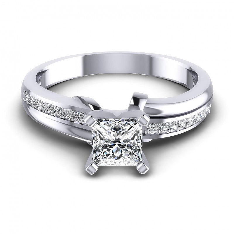 Princess and Round Diamonds 0.45CT Engagement Ring in 14KT Yellow Gold