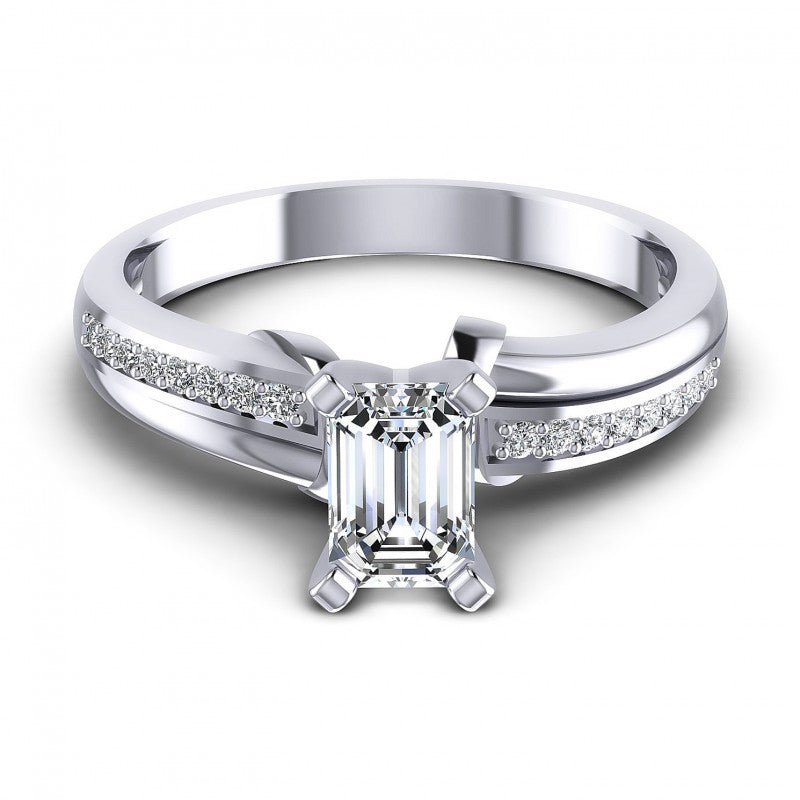 Round and Emerald Diamonds 0.45CT Engagement Ring in 14KT Yellow Gold