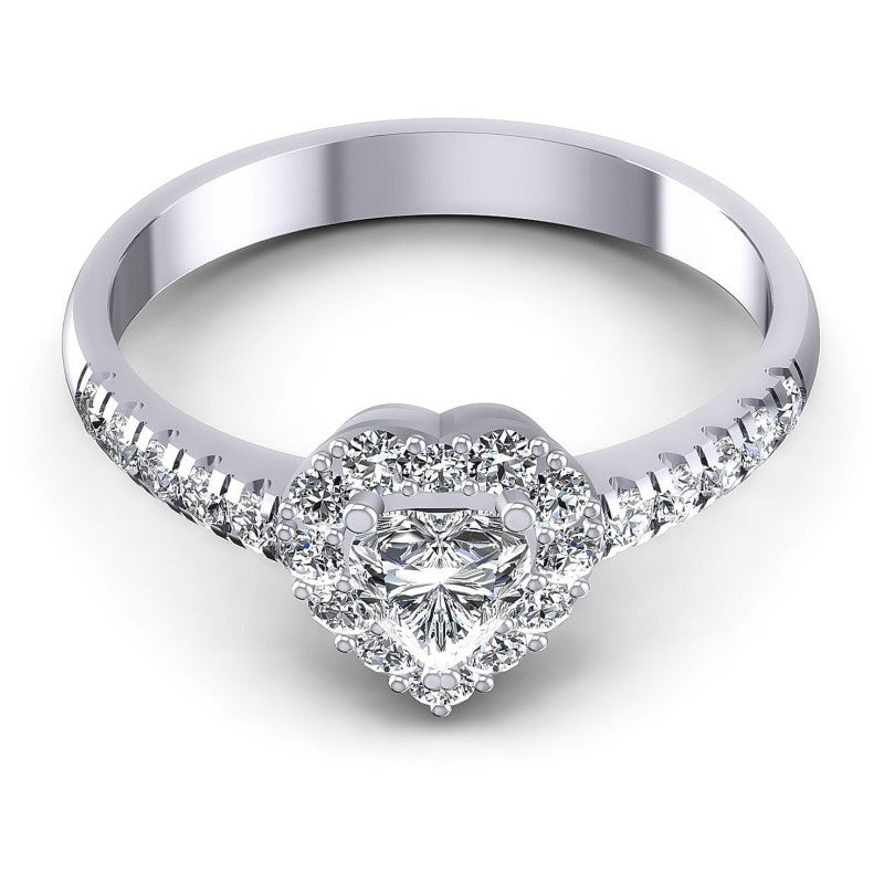 Round and Heart Diamonds 0.80CT Halo Ring in 14KT Yellow Gold