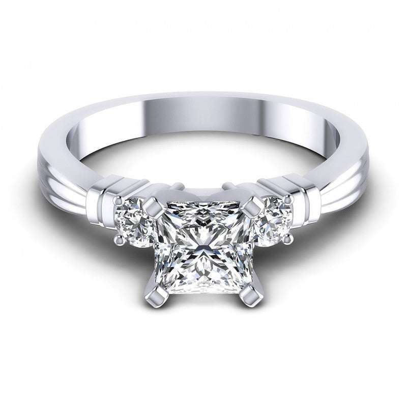Princess and Round Diamonds 0.55CT Engagement Ring in 14KT Yellow Gold