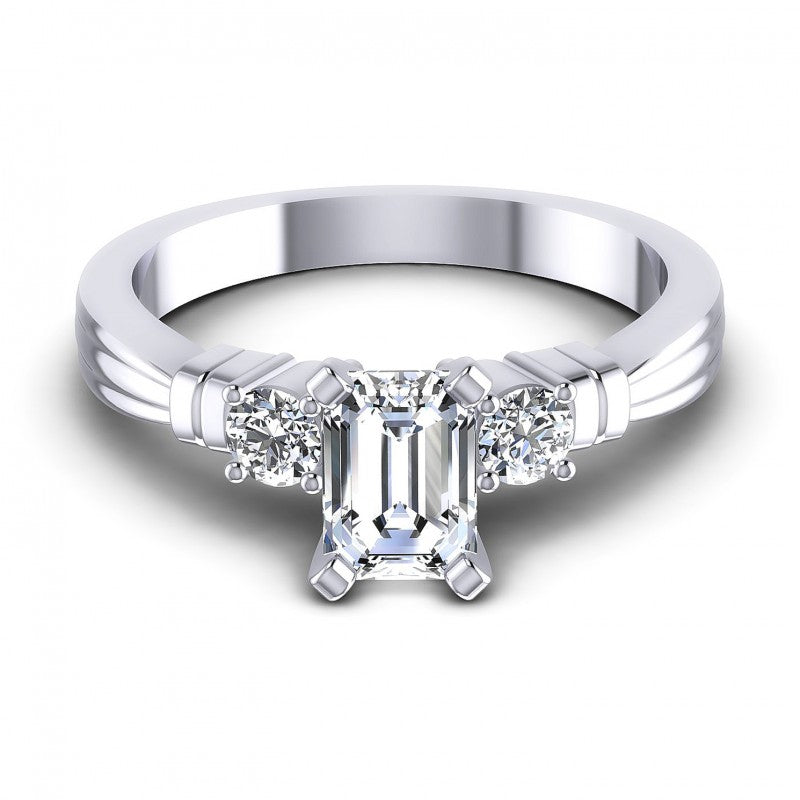 Round and Emerald Diamonds 0.55CT Engagement Ring in 14KT Yellow Gold