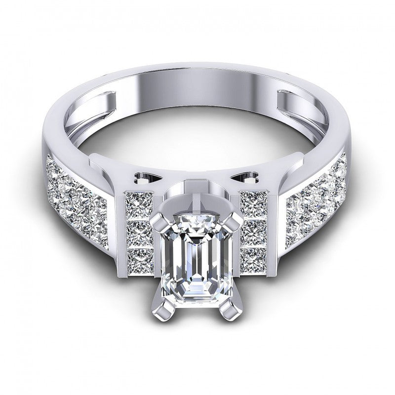 Princess and Emerald Diamonds 1.15CT Engagement Ring in 14KT Yellow Gold