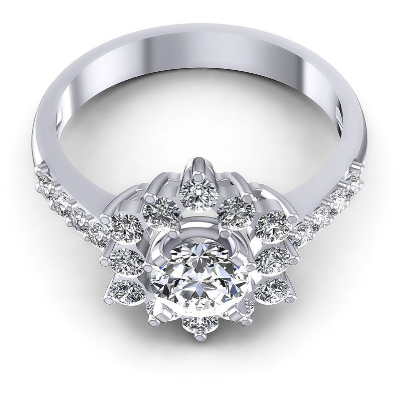 Round Diamonds 0.95CT Halo Ring in 14KT Yellow Gold