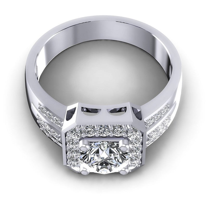 Round Diamonds 0.80CT Halo Ring in 14KT Yellow Gold