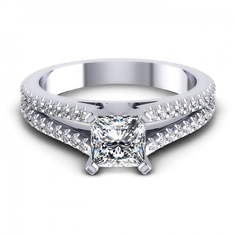 Princess and Round Diamonds 0.75CT Engagement Ring in 14KT Yellow Gold