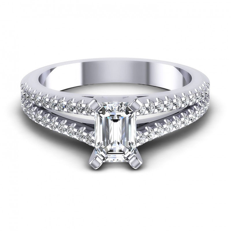 Round and Emerald Diamonds 0.75CT Engagement Ring in 14KT Yellow Gold