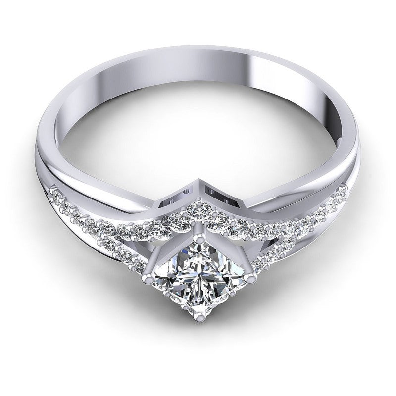 Princess and Round Diamonds 0.60CT Engagement Ring in 14KT Yellow Gold