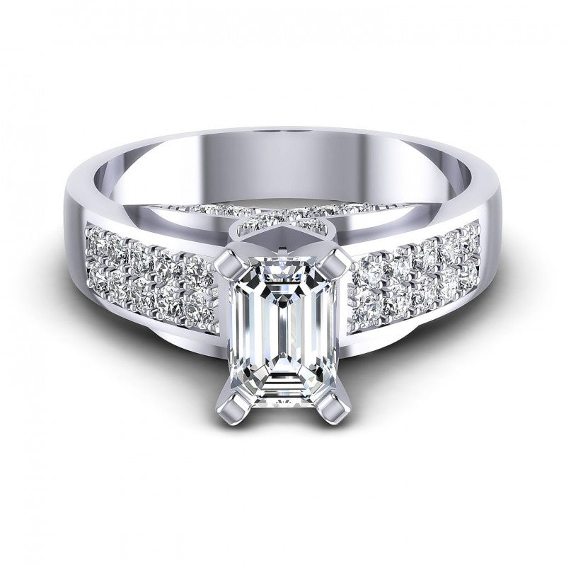 Round and Emerald Diamonds 0.85CT Engagement Ring in 14KT Yellow Gold