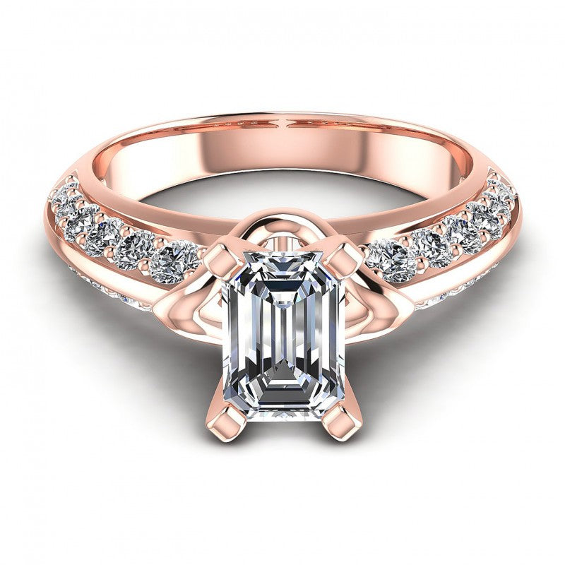 Round and Emerald Diamonds 1.00CT Engagement Ring in 18KT Yellow Gold