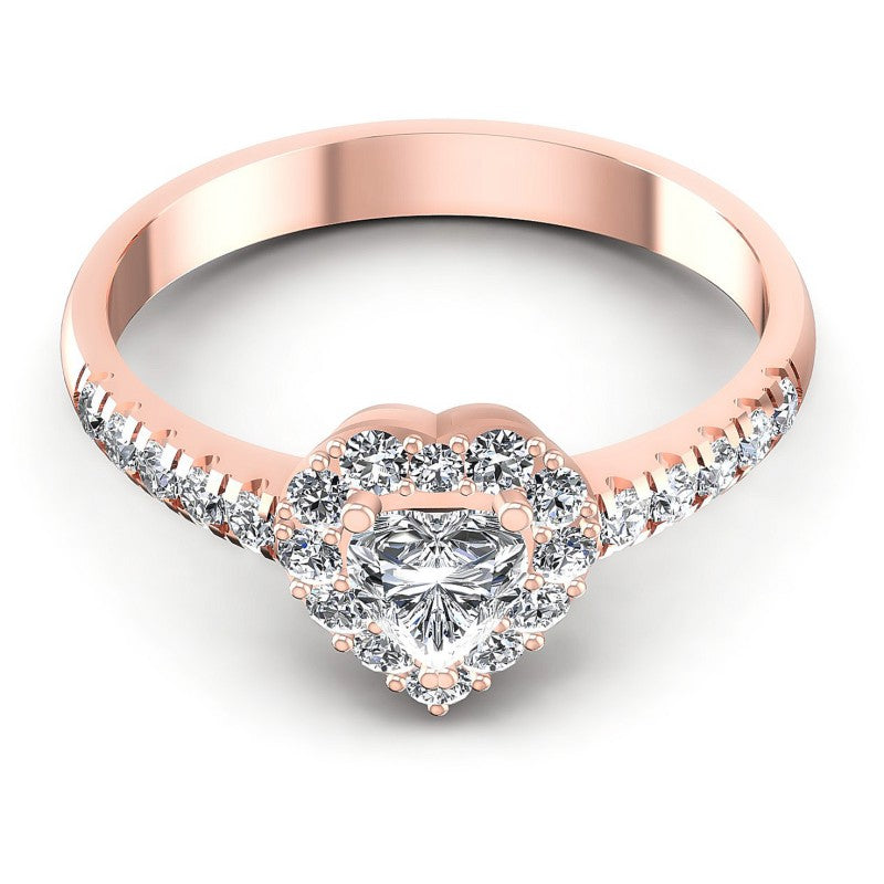 Round and Heart Diamonds 0.80CT Halo Ring in 18KT Yellow Gold
