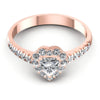 Round and Heart Diamonds 0.80CT Halo Ring in 18KT Yellow Gold