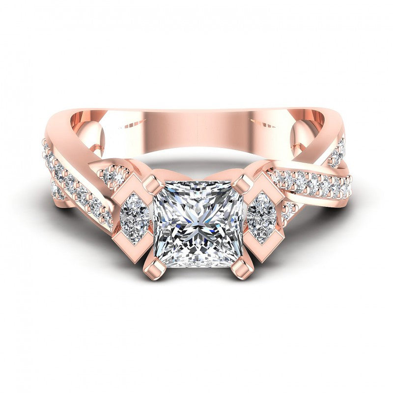 Princess and Round and Marquise Diamonds 0.75CT Engagement Ring in 18KT Yellow Gold