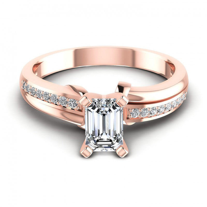 Round and Emerald Diamonds 0.45CT Engagement Ring in 18KT Yellow Gold
