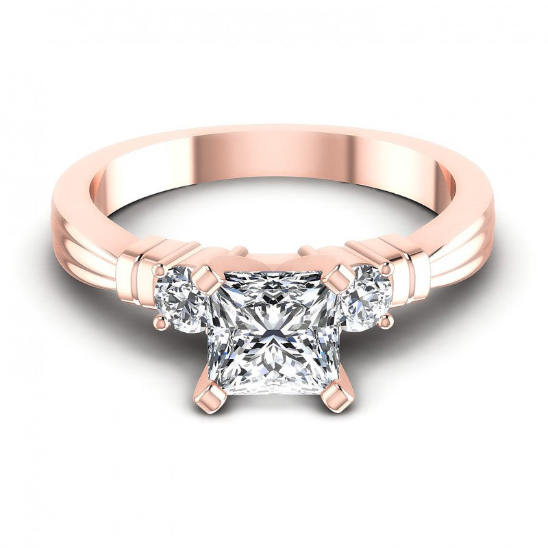 Princess and Round Diamonds 0.55CT Engagement Ring in 18KT Yellow Gold