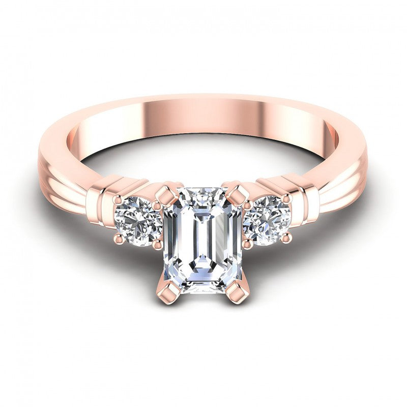 Round and Emerald Diamonds 0.55CT Engagement Ring in 18KT Yellow Gold