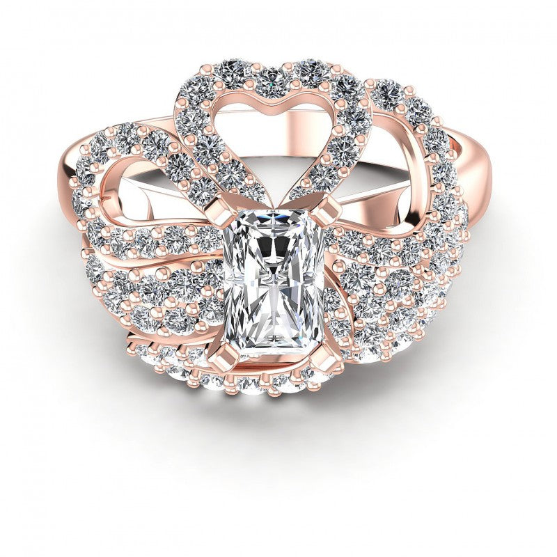 Round and Emerald Diamonds 1.20CT Engagement Ring in 18KT Yellow Gold