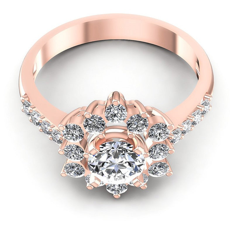 Round Diamonds 0.95CT Halo Ring in 18KT Yellow Gold