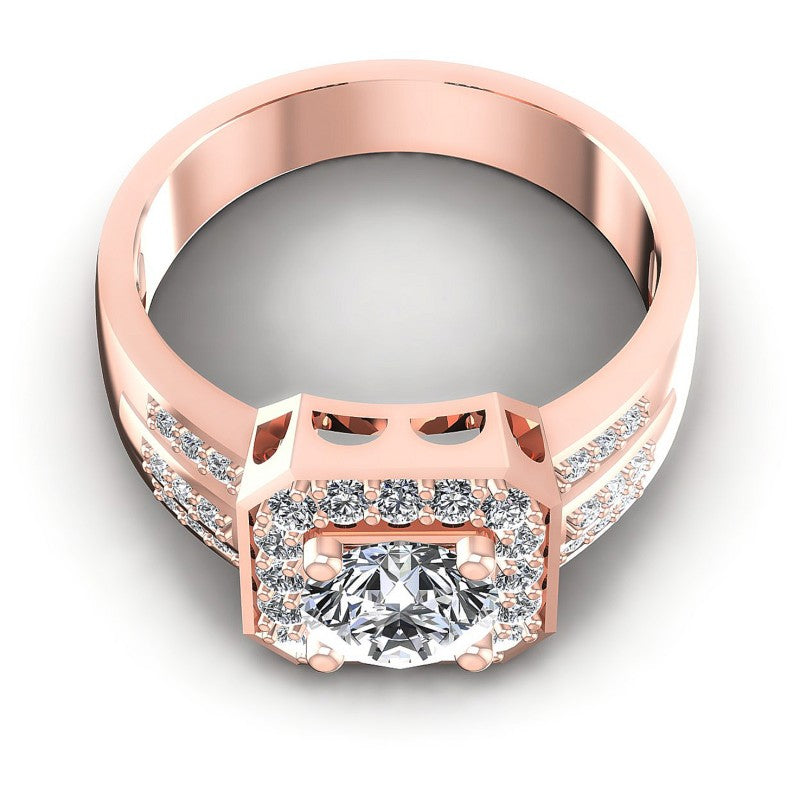 Round Diamonds 0.80CT Halo Ring in 18KT Yellow Gold