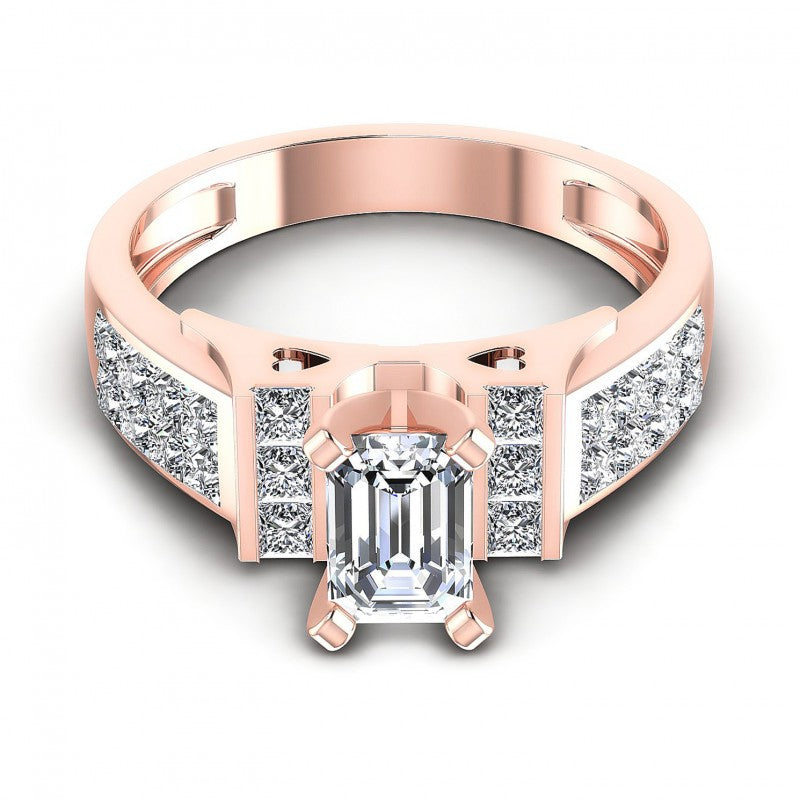 Princess and Emerald Diamonds 1.15CT Engagement Ring in 18KT Yellow Gold