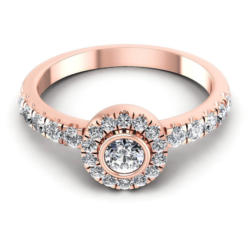 Round Diamonds 0.95CT Halo Ring in 18KT Yellow Gold