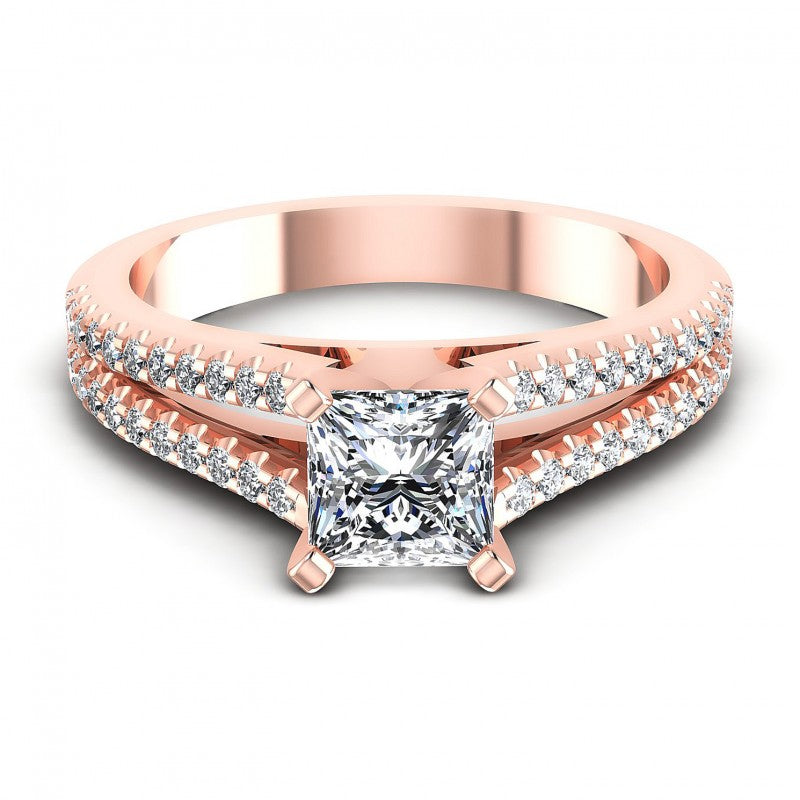 Princess and Round Diamonds 0.75CT Engagement Ring in 18KT Yellow Gold
