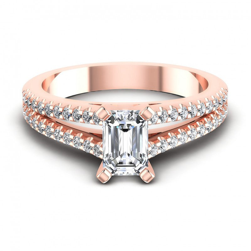 Round and Emerald Diamonds 0.75CT Engagement Ring in 18KT Yellow Gold