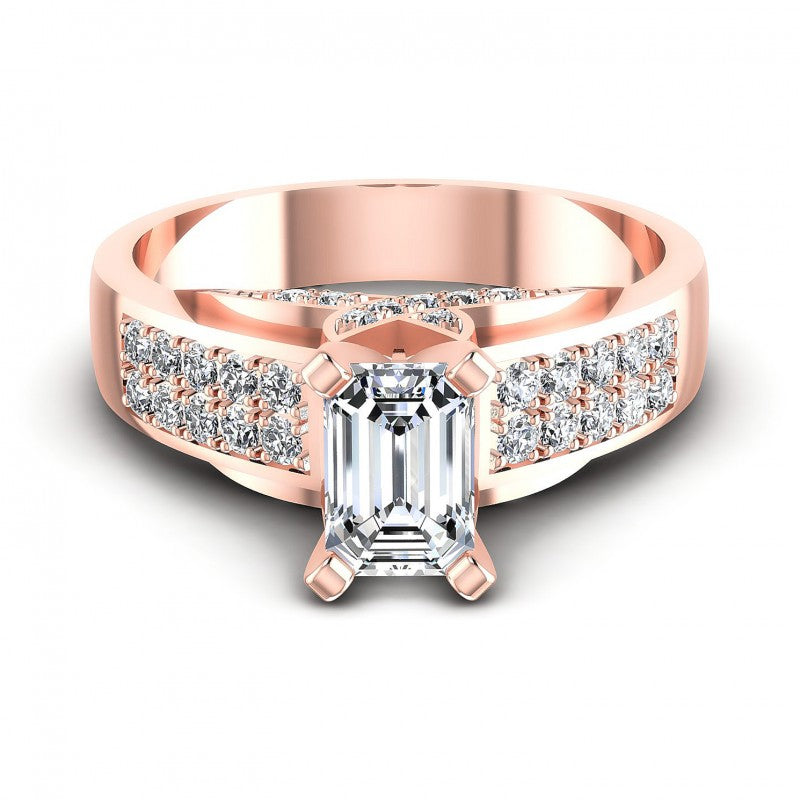 Round and Emerald Diamonds 0.85CT Engagement Ring in 18KT Yellow Gold