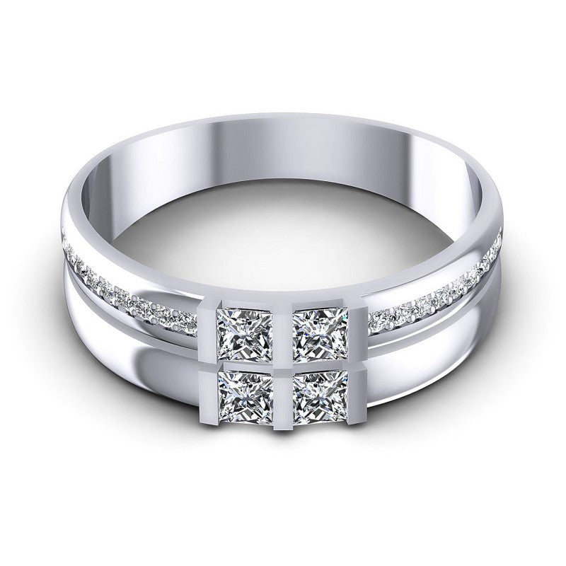 Princess and Round Diamonds 0.80CT Diamonds Wedding Band in 14KT Yellow Gold
