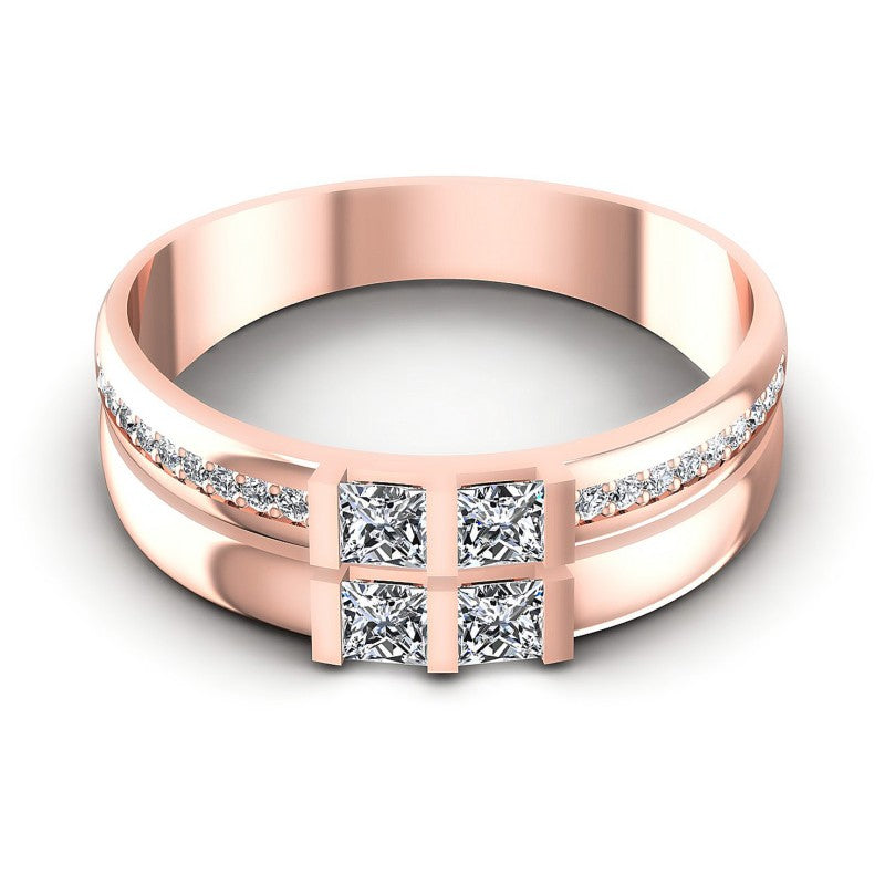 Princess and Round Diamonds 0.80CT Diamonds Wedding Band in 18KT Yellow Gold