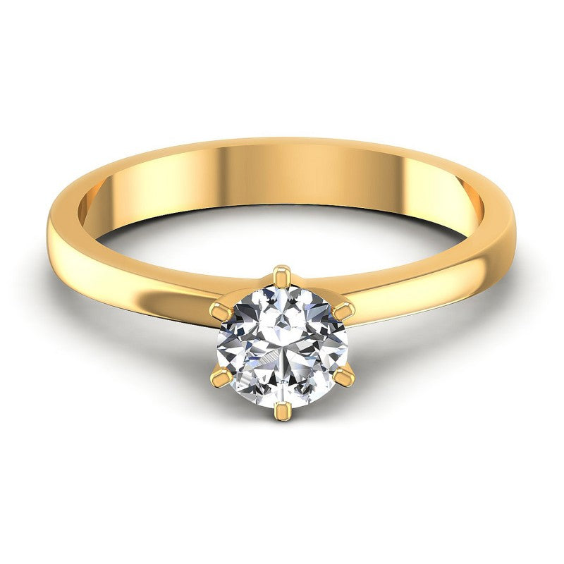 Round Diamonds 0.35CT Solitaire Ring in 14KT Yellow Gold