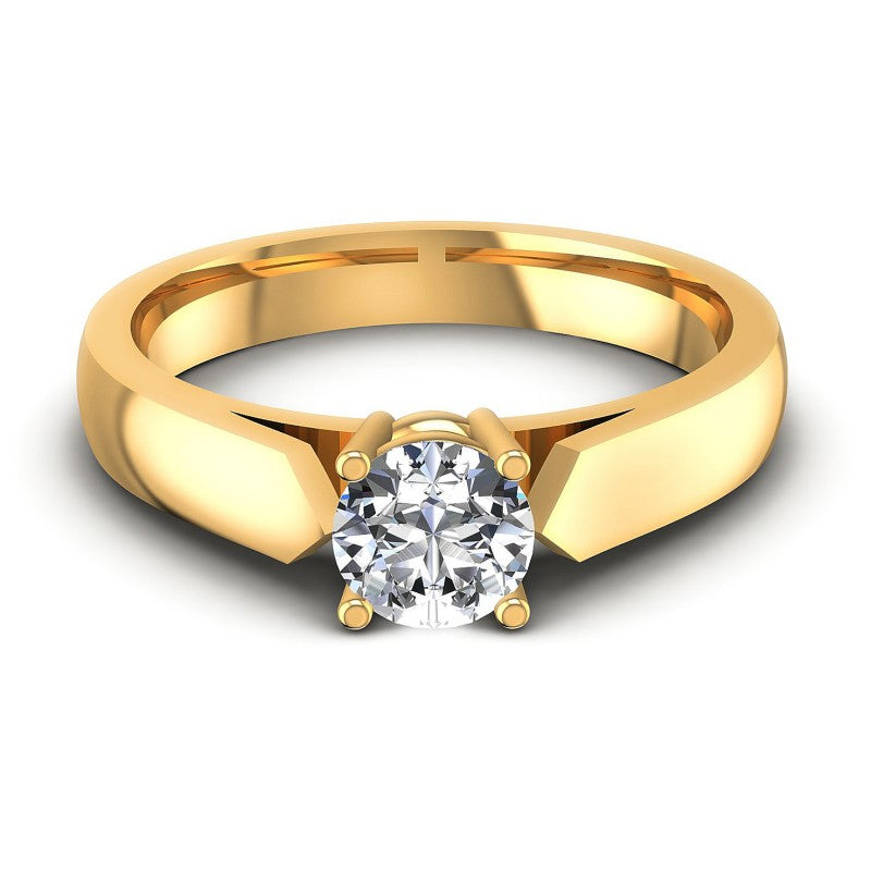 Round Diamonds 0.35CT Solitaire Ring in 14KT Yellow Gold