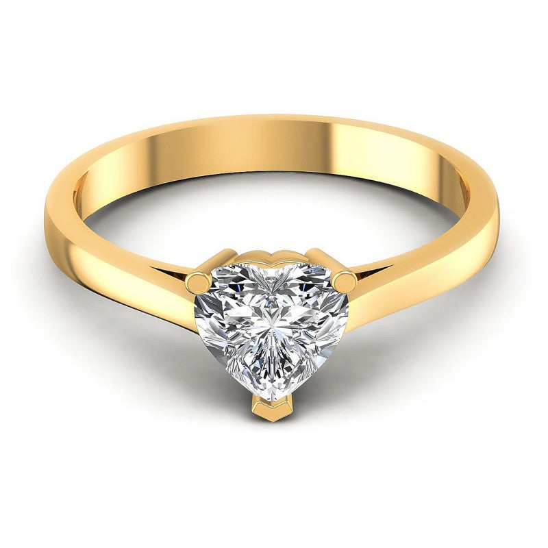 Heart Diamonds 0.35CT Solitaire Ring in 14KT Yellow Gold