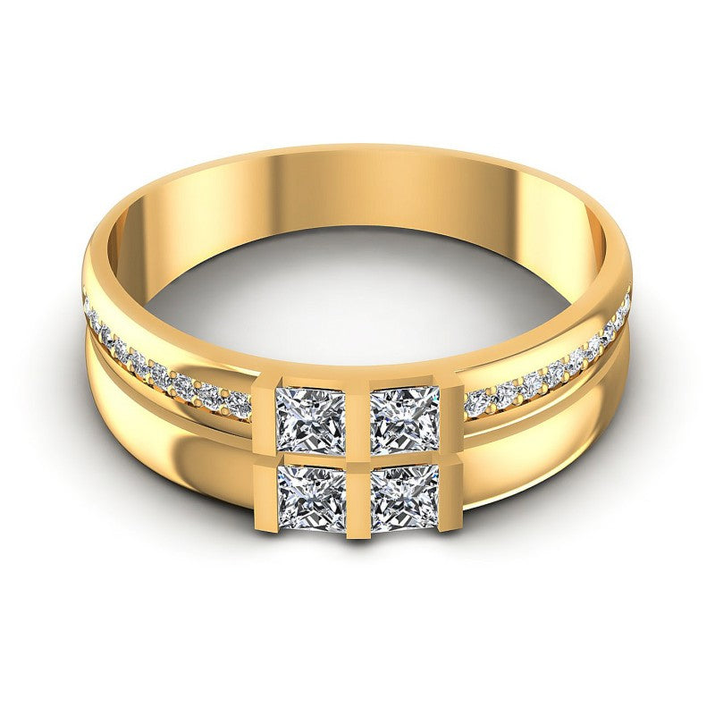 Princess and Round Diamonds 0.80CT Diamonds Wedding Band in 14KT Yellow Gold