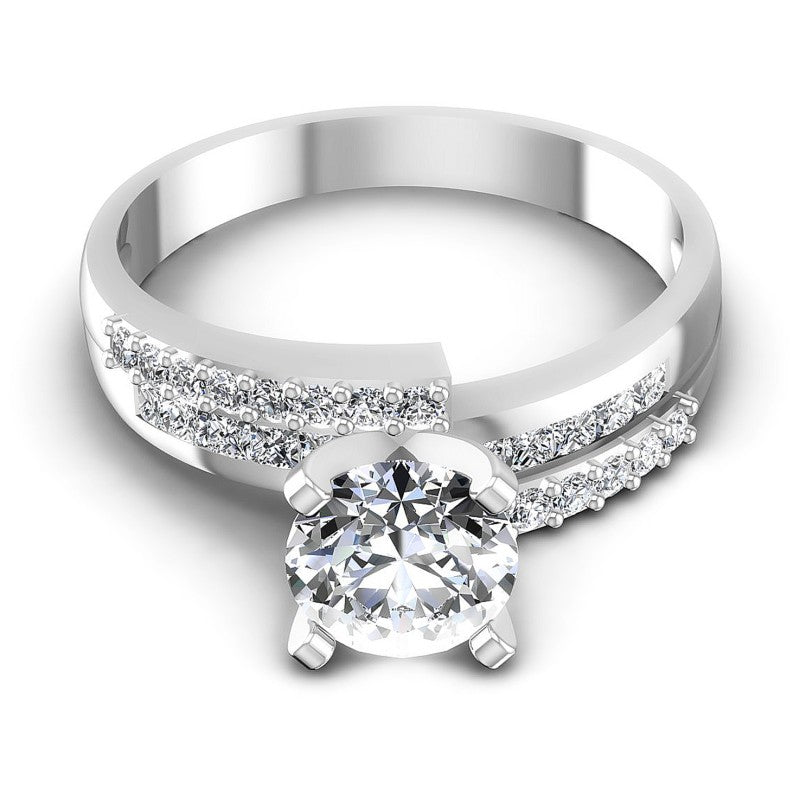Princess and Round Diamonds 0.95CT Engagement Ring in 14KT Yellow Gold