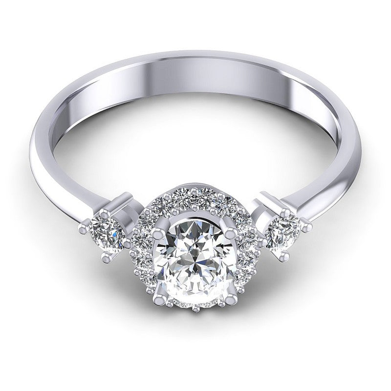 Round and Oval Diamonds 0.60CT Halo Ring in 14KT Yellow Gold