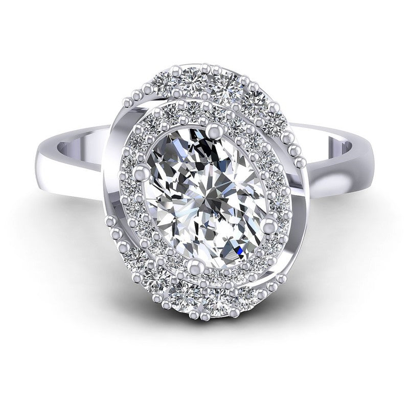 Round and Oval Diamonds 0.80CT Halo Ring in 14KT Yellow Gold