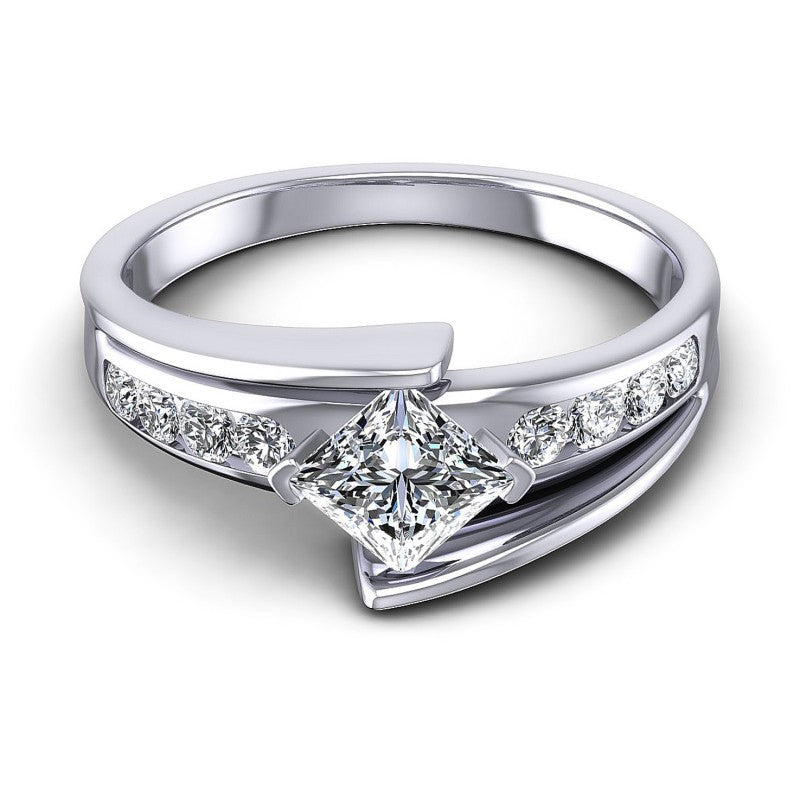 Princess and Round Diamonds 0.60CT Engagement Ring in 14KT Yellow Gold