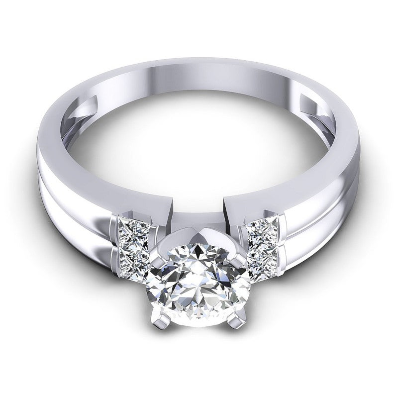 Princess and Round Diamonds 0.60CT Engagement Ring in 14KT Yellow Gold