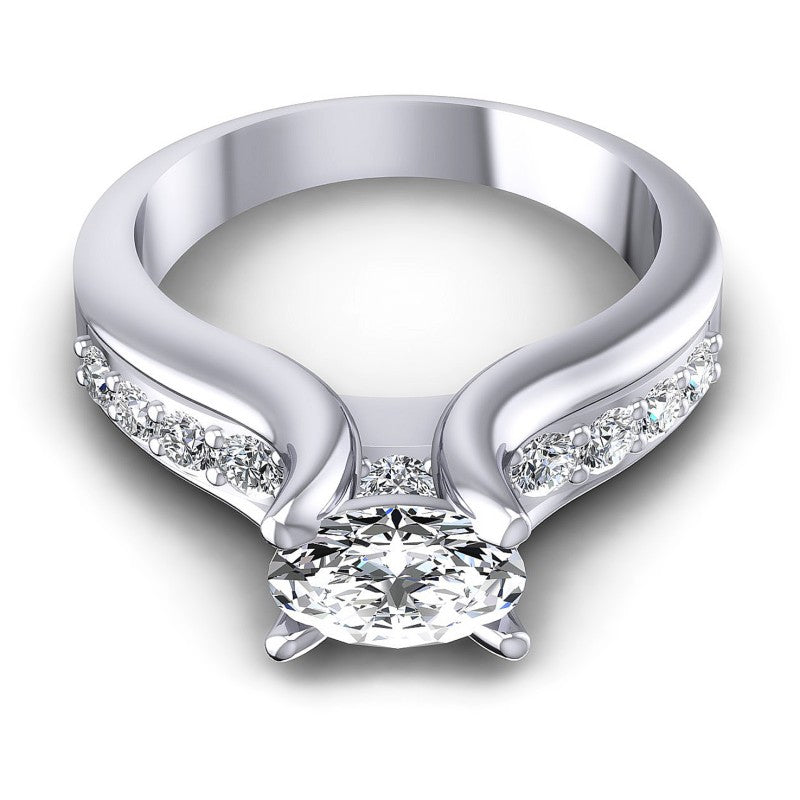Round and Oval Diamonds 0.85CT Engagement Ring in 14KT Yellow Gold