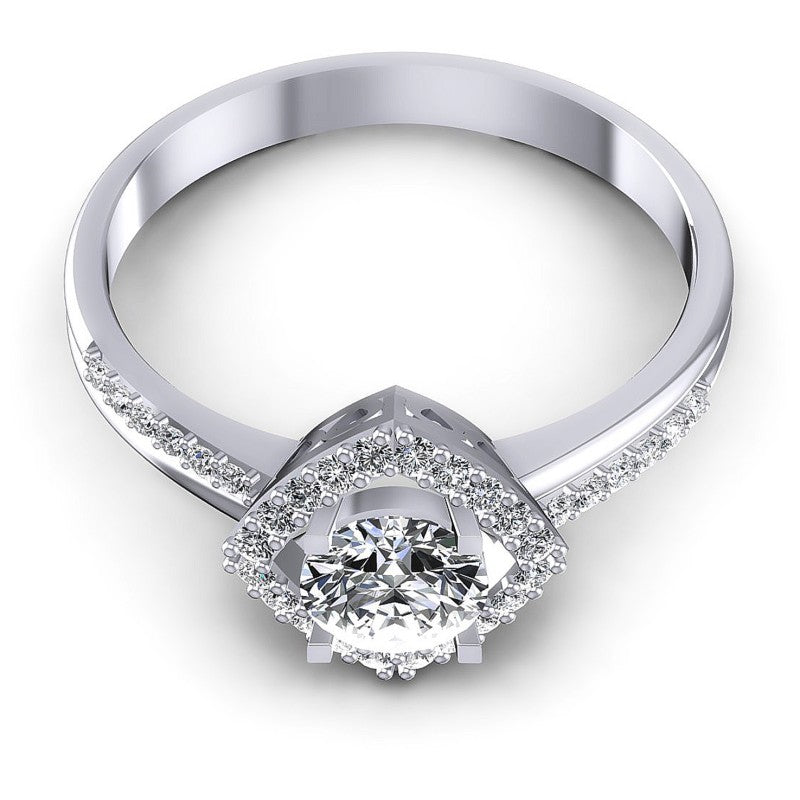 Round Diamonds 0.60CT Halo Ring in 14KT Yellow Gold